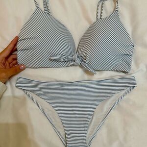 H&M Striped Blue Bikini Set